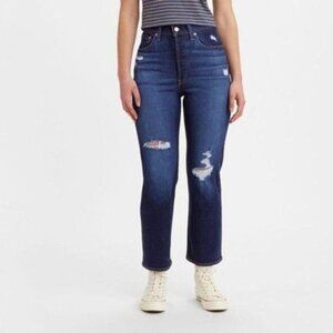 Levi's Ribcage Straight Ankle Denim Jeans Sz 26 High Rise Button Fly Distress